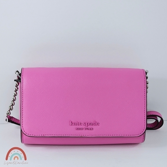 Kate Spade Cameron Monotone Barbie Pink Small Flap Leather Crossbody Bag - Picture 1 of 14